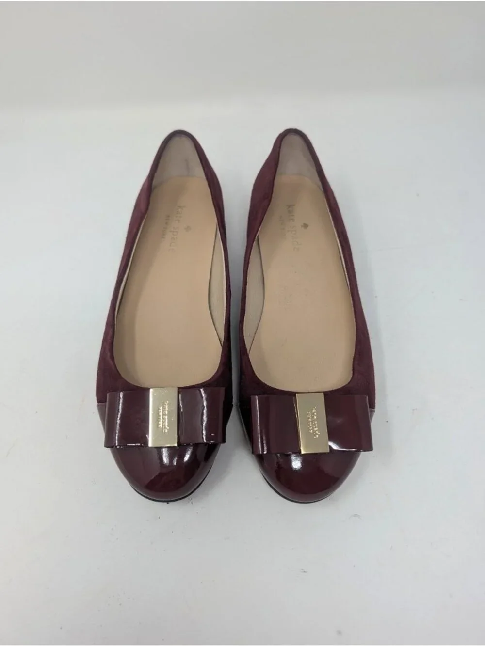 Kate Spade Burgundy Ballet Flats 6 Suede Patent Leather